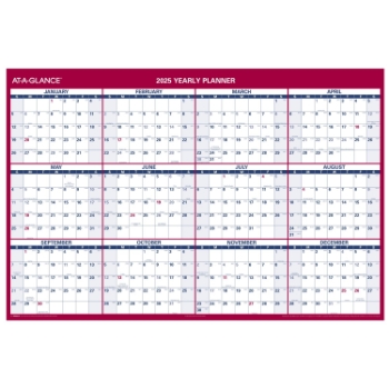 AT-A-GLANCE Vertical Horizontal Reversible Yearly Wall Calendar, 12 Month, 48&quot; x 32&quot;, January 2025 - December 2025