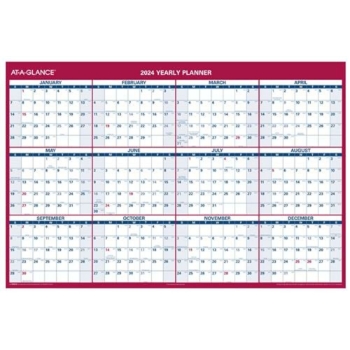 AT-A-GLANCE Erasable Calendar, 12 Month, Jan 2024 - Dec 2024