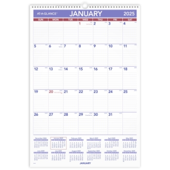 AT-A-GLANCE Monthly Wall Calendar, 12 Month, 15 1/2&quot; x 22 3/4&quot;, January 2025 - December 2025