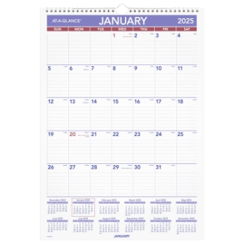 AT-A-GLANCE Erasable Monthly Wall Calendar, 12 Month, 12&quot; x 17&quot;​, January 2025 - December 2025