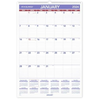 AT-A-GLANCE Standard Diary Recycled Daily Journal, 12 Month, 7-11/16&quot; x 12-1/8&quot;, Red, Jan 2024 - Dec 2024