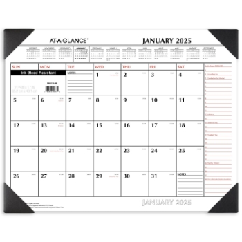 AT-A-GLANCE Two-Color Monthly Desk Pad, 12 Month, 21 3/4&quot; x 17&quot;,  January 2025 - December 2025