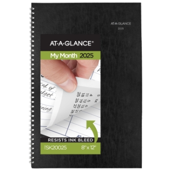 AT-A-GLANCE DayMinder&#174; Monthly Planner, 12 Month, 8&quot; x 12&quot;, Black, January 2025 - December 2025