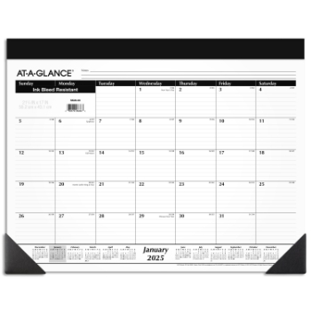 AT-A-GLANCE Monthly Desk Pad Calendar, 12 Month, 21 3/4&quot; x 17&quot;,  January 2025 - December 2025