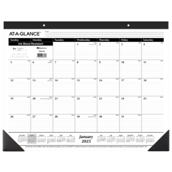 AT-A-GLANCE Monthly Desk Pad Calendar, 12 Month, 21 3/4&quot; x 17&quot;, January 2025 - December 2025