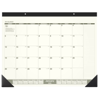 AT-A-GLANCE Recycled Monthly Desk Pad, Standard, 22&quot; x 17&quot;,  January 2025 - December 2025