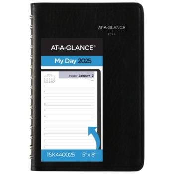 AT-A-GLANCE DayMinder&#174; Daily Appointment Book Planner, 12 Month, 5&quot; x 8&quot;,  Black, January 2025 - December 2025