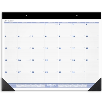 AT-A-GLANCE Monthly Desk Pad Calendar, 12 Month, 24&quot; x 19&quot;, Blue and Gray, January 2025 - December 2025