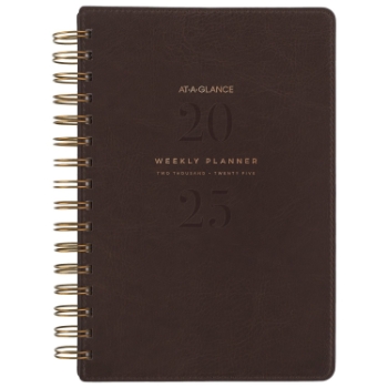 AT-A-GLANCE Signature Collection Weekly Monthly Planner, 13 Month, 5 1/2&quot; x 8 1/2&quot;, Brown, January 2025 - January 2026