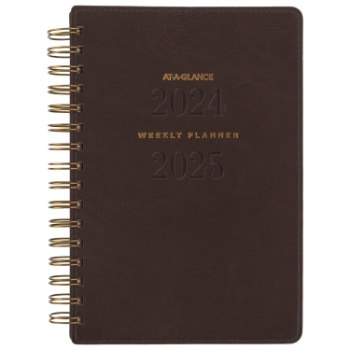 AT-A-GLANCE Signature Collection Academic Planner, 5-3/8&quot; x 8-1/2&quot;, Distressed Brown, 2024-2025
