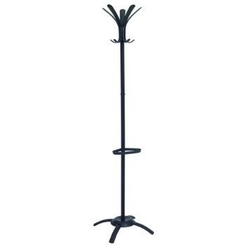 Alba Chrome Coat Stand, 10 Pegs, Umbrella Holder, Black