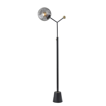 Adesso Home Dusk Floor Lamp, 62&quot;H, Fading Smoked Glass Shade, Black
