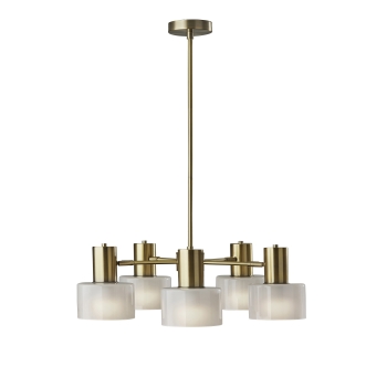 Adesso Home Rhodes Chandelier, 28.75&quot;H, White Glosted Glass Shades, Antique Brass
