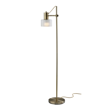 Adesso Home Rhodes Floor Lamp, 56&quot;H, White Glosted Glass Shade, Antique Brass