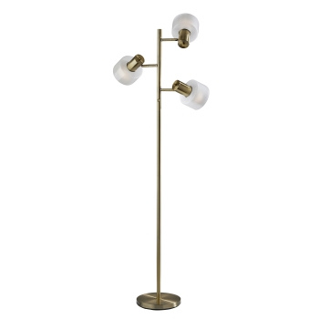 Adesso Home Rhodes Tree Lamp, 67.5&quot;H, White Glosted Glass Shades, Antique Brass