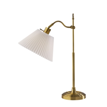 Adesso Home Derby Table Lamp, 26&quot;H, White Pleated Shade, Antique Brass
