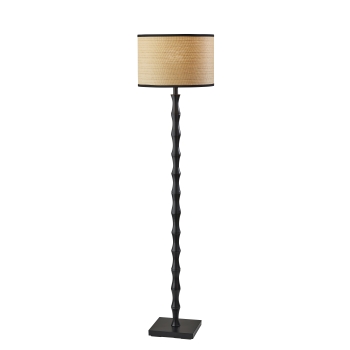 Adesso Home Berkeley Floor Lamp, 60&quot;H, Paper Rattan Woven Shade, Black