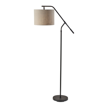 Adesso Home Milo Floor Lamp, 60&quot;H, Textured Light Brown Fabric Shade, Black