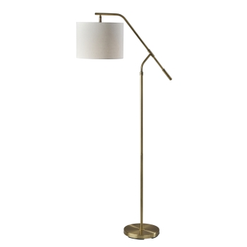 Adesso Home Milo Floor Lamp, 60&quot;H, Textured Off White Fabric Shade, Antique Brass