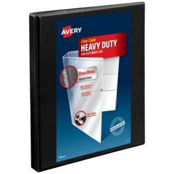 Avery Nonstick Heavy-Duty View 3 Ring Binder, 0.5&quot; Slant Rings, Black