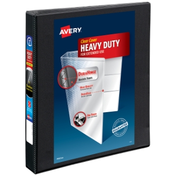 Avery Nonstick Heavy-Duty View 3 Ring Binder, 1&quot; One Touch Slant Rings, Black