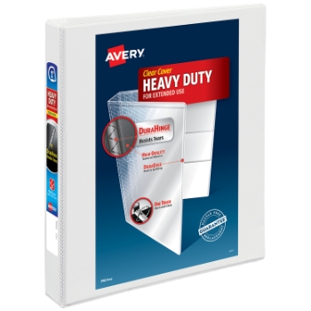 Avery Nonstick Heavy-Duty View 3 Ring Binder, 1&quot; One Touch Slant Rings, White