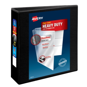 Avery Nonstick Heavy-Duty View 3 Ring Binder, 3&quot; One Touch Slant Rings, Black