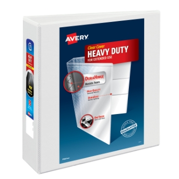 Avery Nonstick Heavy-Duty View 3 Ring Binder, 3&quot; One Touch Slant Rings, White