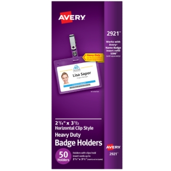 Avery Heavy Duty Badge Holders with Clips, 2-1/4&quot; x 3-1/2&quot;, 50/Box
