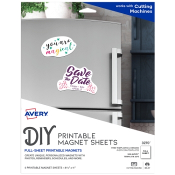 Avery Printable Magnet Sheets For Inkjet Printers, Matte, 8.5&quot; x 11&quot;, White, 5/Pack