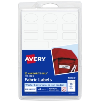 Avery No-Iron Blank Fabric Labels, 45/Carton