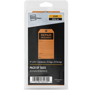 Avery Preprinted Repair Required Hang Tags, 5-3/4&quot;, x 3&quot;, Orange, 25/Pack