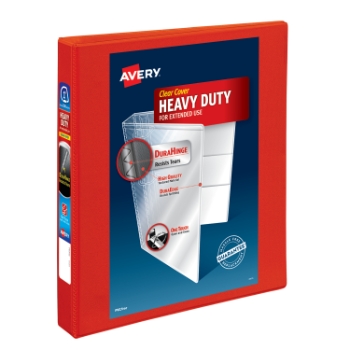 Avery Heavy-Duty View 3 Ring Binder, 1&quot; One Touch EZD(R) Rings, Red