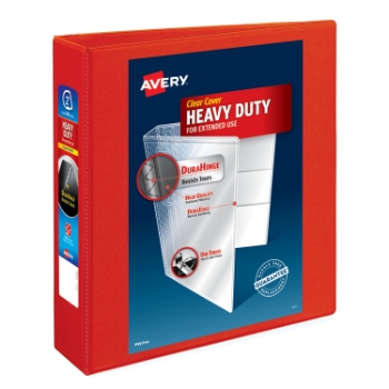 Avery Heavy-Duty View 3 Ring Binder, 2&quot; One Touch EZD(R) Rings, Red