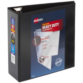 Avery Heavy-Duty View 3 Ring Binder, 4&quot; One Touch EZD(R) Rings, 4.5&quot; Spine, Black