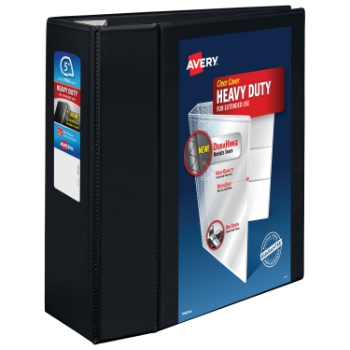 Avery Heavy-Duty View 3 Ring Binder, 5&quot; One Touch EZD(R) Rings, 2.3/4.8&quot; Spine, Black