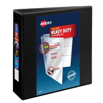 Avery Heavy-Duty View 3 Ring Binder, 3&quot; One Touch EZD(R) Rings, 3.5&quot; Spine, Black