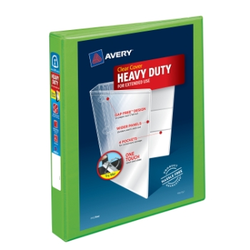 Avery Heavy-Duty View 3 Ring Binder, 1&quot; One-Touch EZD(R) Rings, Chartreuse