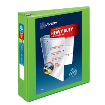 Avery Heavy-Duty View 3 Ring Binder, 2&quot; One Touch EZD(R) Rings, Chartreuse