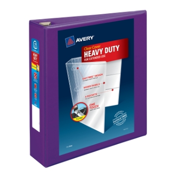 Avery Heavy-Duty View 3 Ring Binder, 2&quot; One Touch EZD(R) Rings, Purple