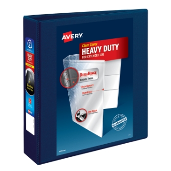 Avery Heavy-Duty View 3 Ring Binder, 2&quot; One Touch EZD(R) Rings, Navy Blue