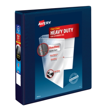 Avery Heavy-Duty View 3 Ring Binder, 1.5&quot; One Touch EZD(R) Rings, Navy Blue