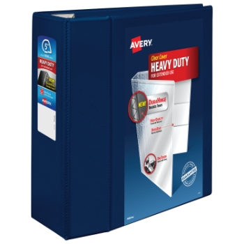 Avery Heavy-Duty View 3 Ring Binder, 5&quot; One Touch EZD(R) Rings, 2.3/4.8&quot; Spine, Navy Blue