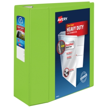 Avery Heavy-Duty View 3 Ring Binder, 5&quot; One Touch EZD(R) Rings, 2.3/4.8&quot; Spine, Chartreuse