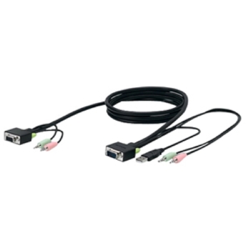 Belkin SOHO KVM Replacement Cable Kit, 10 ft,15-pin HD-15 Male, 2 x Mini-phone Stereo Audio Male, USB Type A Male, Gray