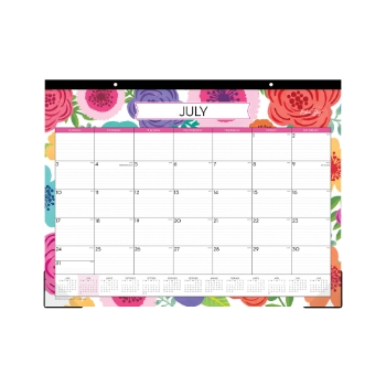 Blue Sky Mahalo Academic Desk Pad, 22 in x 17 in, Multicolor Flowers, 2024-2025