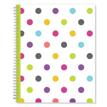 Blue Sky Teacher Dots Create Your Own Cover Weekly/Monthly Academic Lesson Planner, 8.5 in x 11 in, Multicolor Dots, 2024-2025