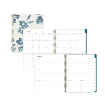 Blue Sky Weekly/Monthly Planner, 12 Month, 8-1/2&quot; x 11&quot;, Bakah Blue, Jan 2025 - Dec 2025