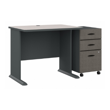 Bush Business Furniture Series A Desk with Mobile File Cabinet, 36&quot; W, Slate/White Spectrum