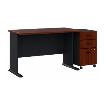 Bush Business Furniture Series A Desk With Mobile File Cabinet, 48&quot; W, Hansen Cherry/Galaxy